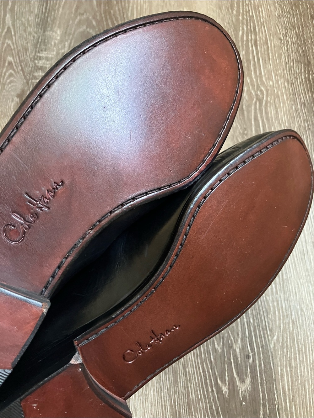 Cole Haan Ascot II black leather slip-on loafers gold-toned horsebit detail - Picture 12 of 17